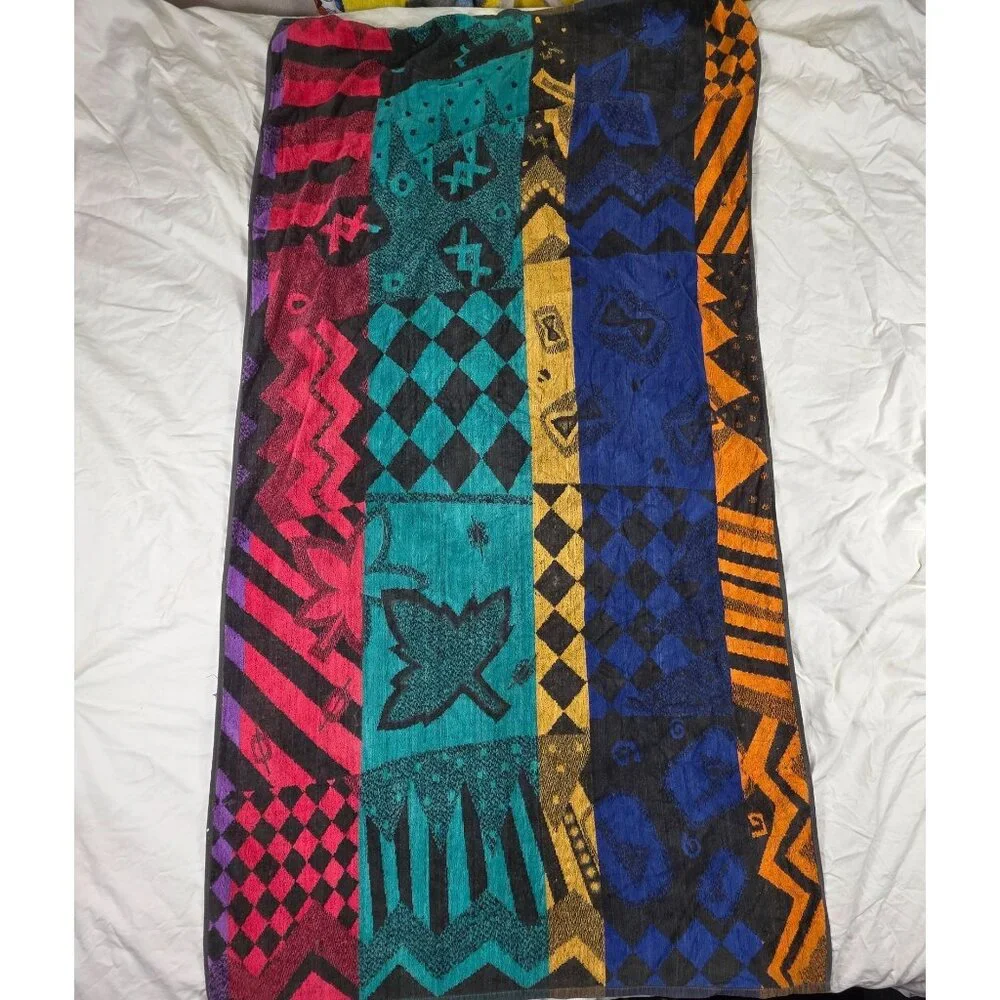 Royal Terry International Cotton Multi Color Bath Towel Abstract Patchwork
